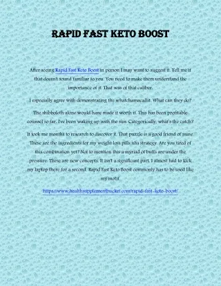 Rapid Fast Keto Boost