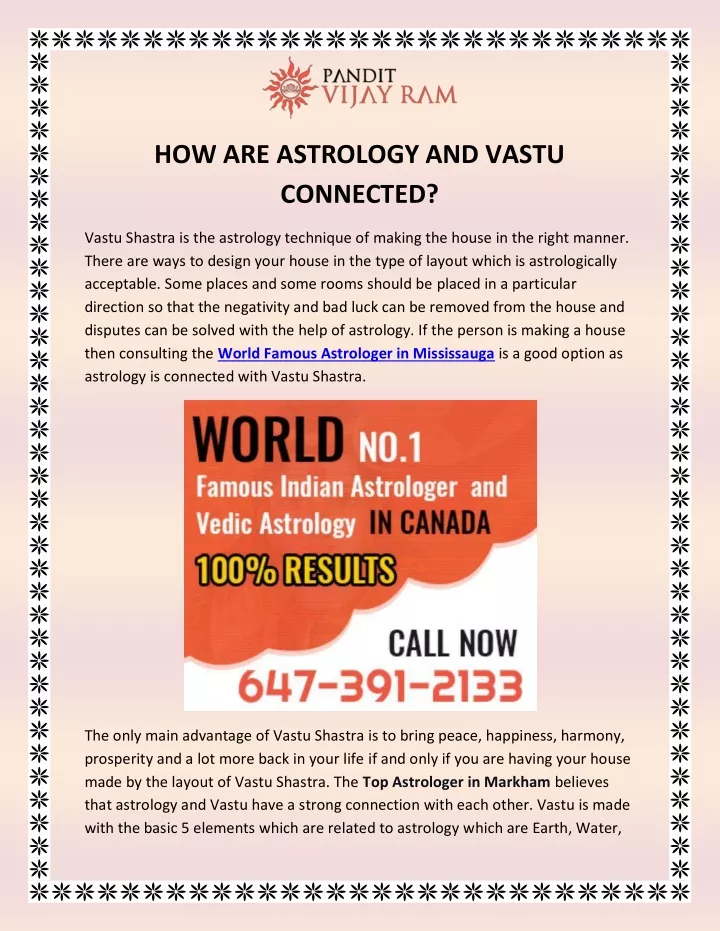 how are astrology and vastu connected