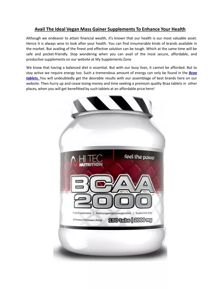 avail the ideal vegan mass gainer supplements