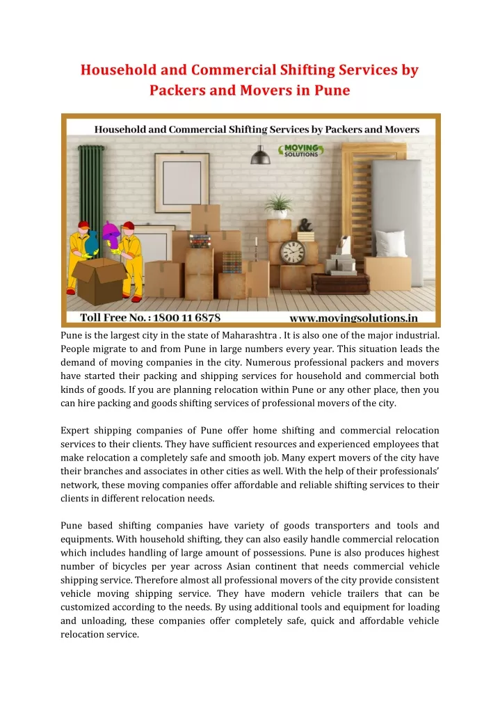 household and commercial shifting services