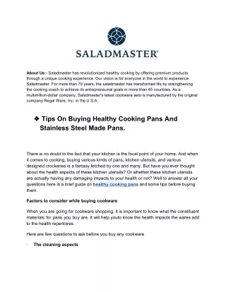 Tips On Buying Healthy Cooking Pans And Stainless Steel Made Pans