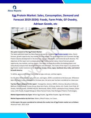 Global Egg Protein Market Report 2020