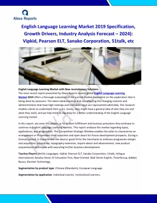 Global English Language Learning Market Report 2020