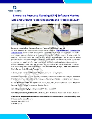 Global Enterprise Resource Planning (ERP) Software Market Report 2020