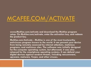 Install McAfee Antivirus | www.mcafee.com/activate