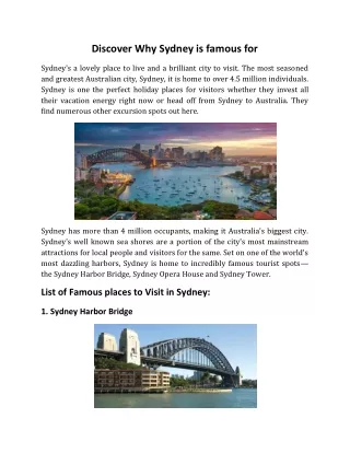 Discover Why Sydney is famous for