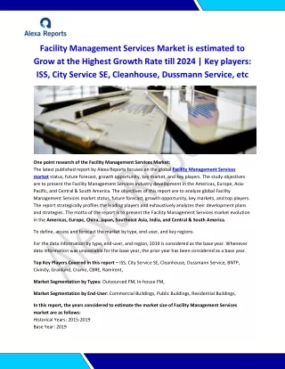 Global Facility Management Services Market Report 2020