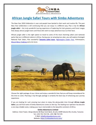 African Jungle Safari Tours with Simba Adventures
