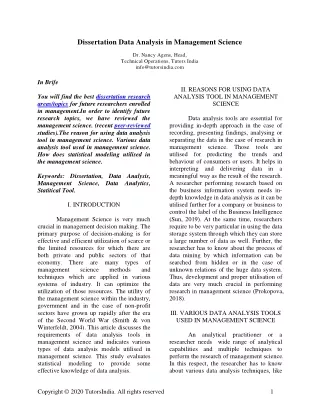 Dissertation Data Analysis in Management Science- TutorsIndia.com for my Management Dissertation Help