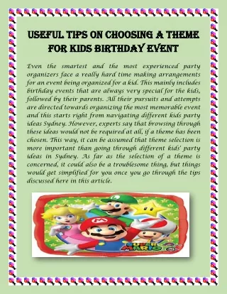Useful Tips on Choosing a Theme for Kids Birthday Event