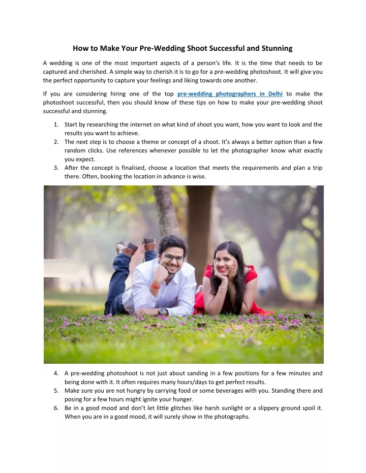 how to make your pre wedding shoot successful