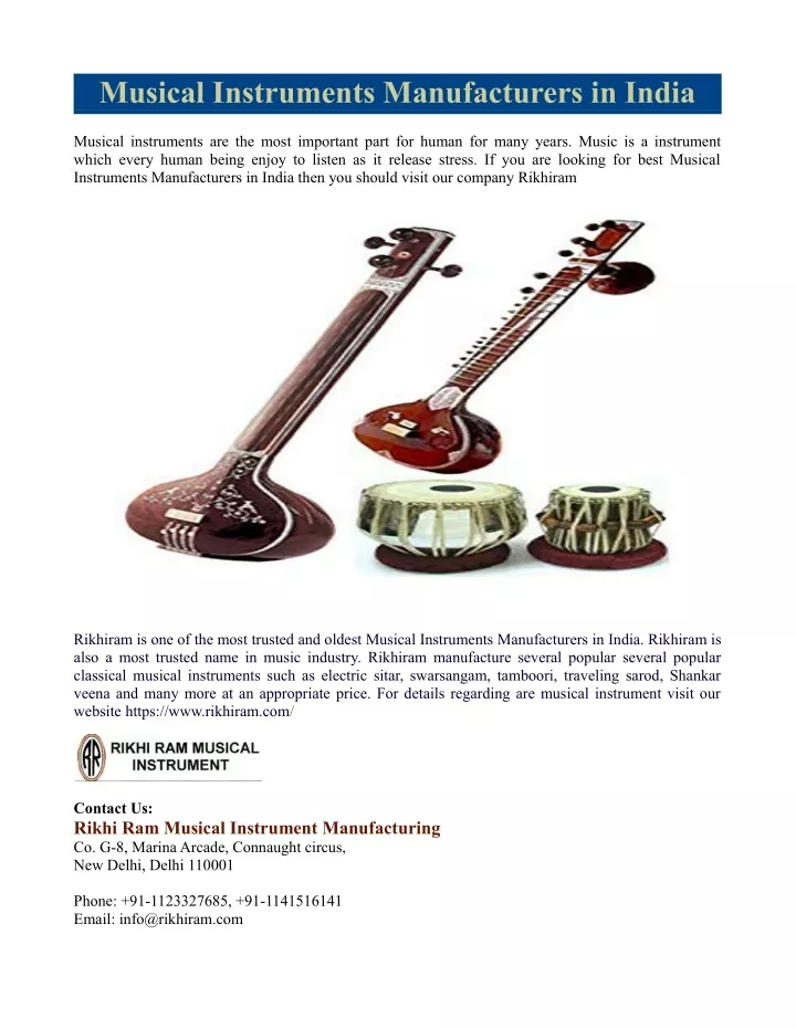 musical instruments manufacturers in india