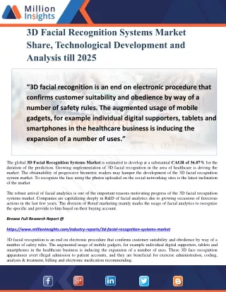 3D Facial Recognition Systems Market Share, Technological Development and Analysis till 2025