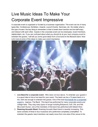 Live Music Ideas To Make Your Corporate Event Impressive