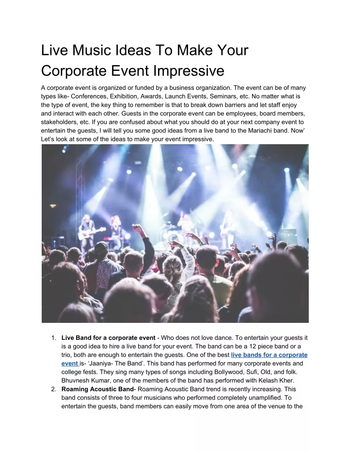 live music ideas to make your corporate event