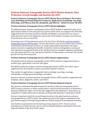positron emission tomography devices pet market