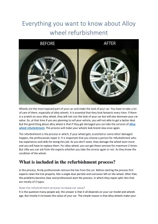 Everything you want to know about Alloy wheel refurbishment
