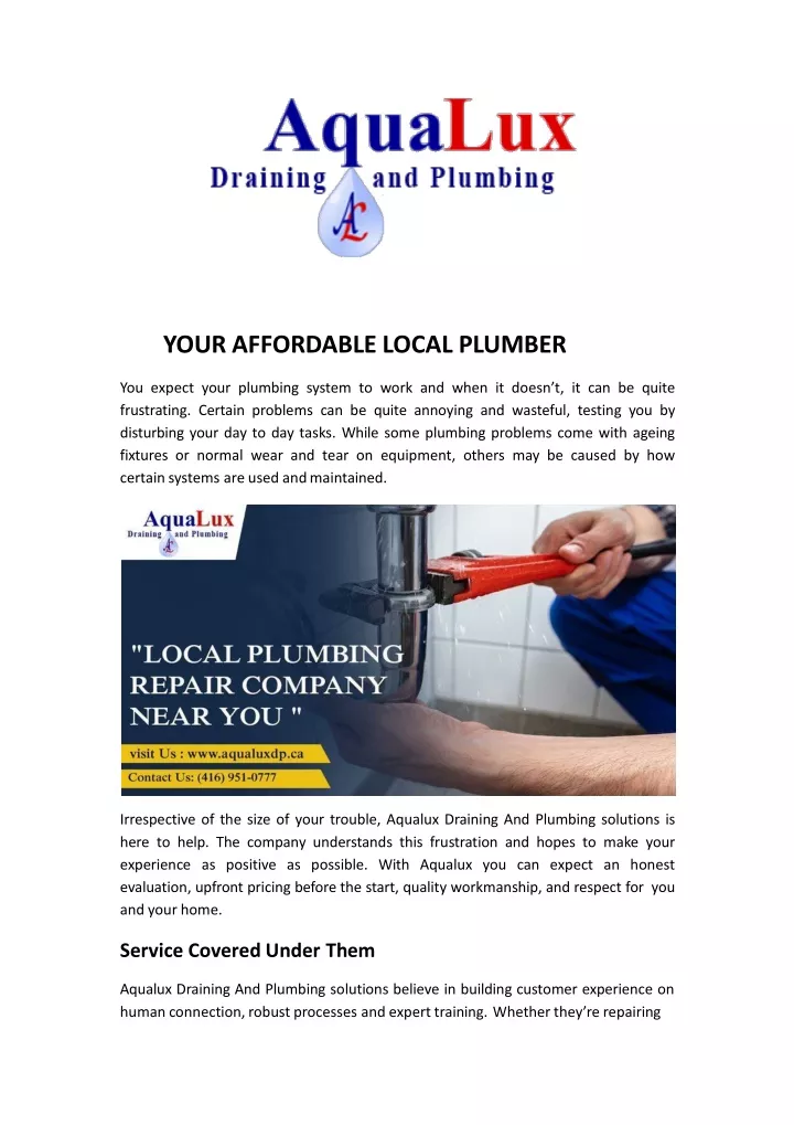 your affordable local plumber you expect your
