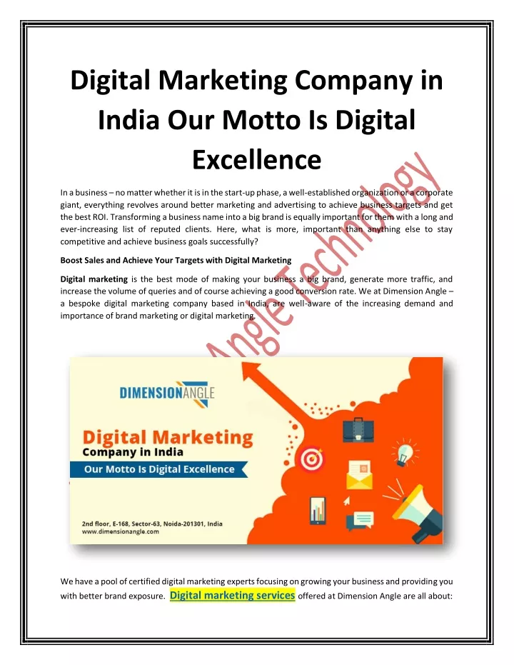 digital marketing company in india our motto