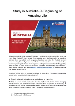Why Study Abroad in Australia?