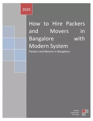 How to Hire Packers and Movers in Bangalore with Modern System?