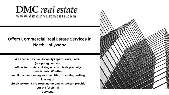 offers commercial real estate services in north
