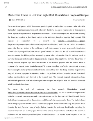 Master the Tricks to Get Your Right Best Dissertation Proposal Sample