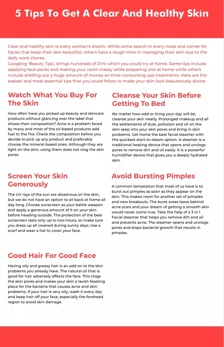 5 tips to get a clear and healthy skin