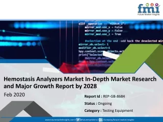 Hemostasis Analyzers Market Strategies Analysis, Demand and Research Report 2018-2028