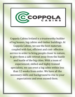 log cabins Ireland - Coppola Cabins