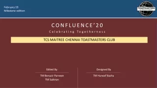 TCS MAITREE CHENNAI TOASTMASTERS CLUB - Confluence 2020