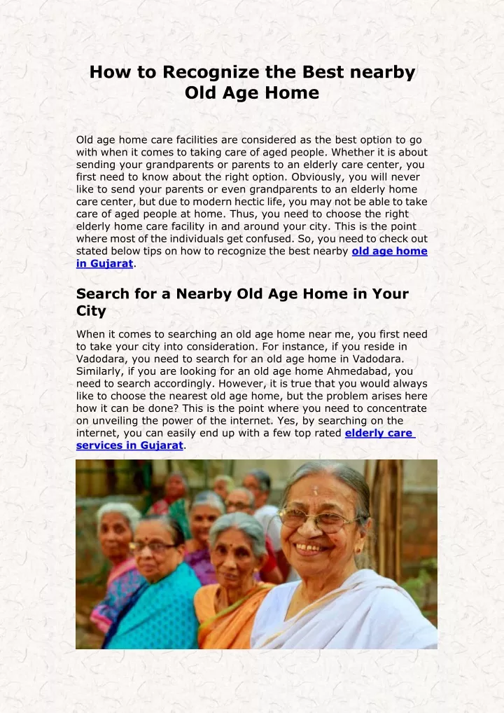 how to recognize the best nearby old age home