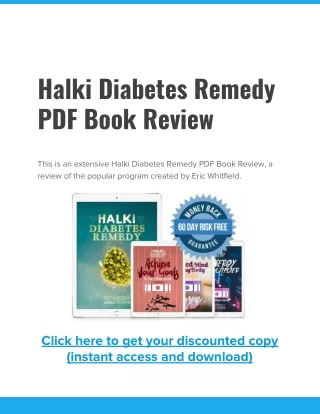 Halki Diabetes Remedy PDF Book Review and Discount