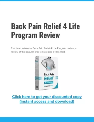 Back Pain Relief 4 Life Program Review and Discount