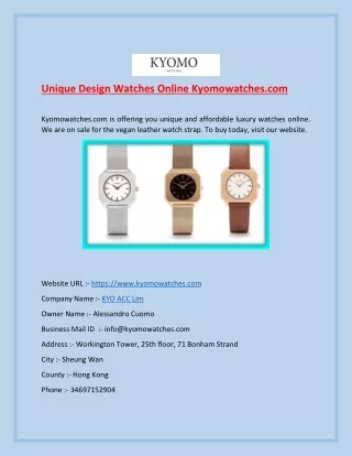 Unique Design Watches Online | Kyomowatches.com