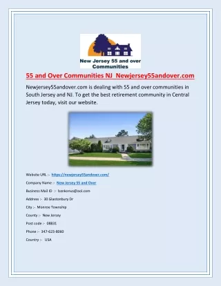 55 and Over Communities NJ | Newjersey55andover.com
