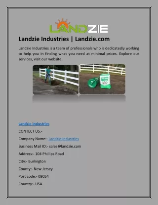 Landzie Industries | Landzie.com