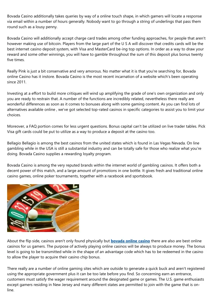 bovada casino additionally takes queries