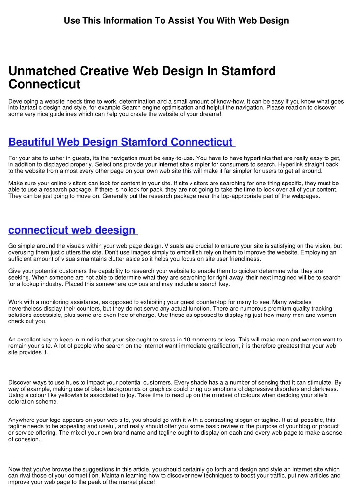 use this information to assist you with web design