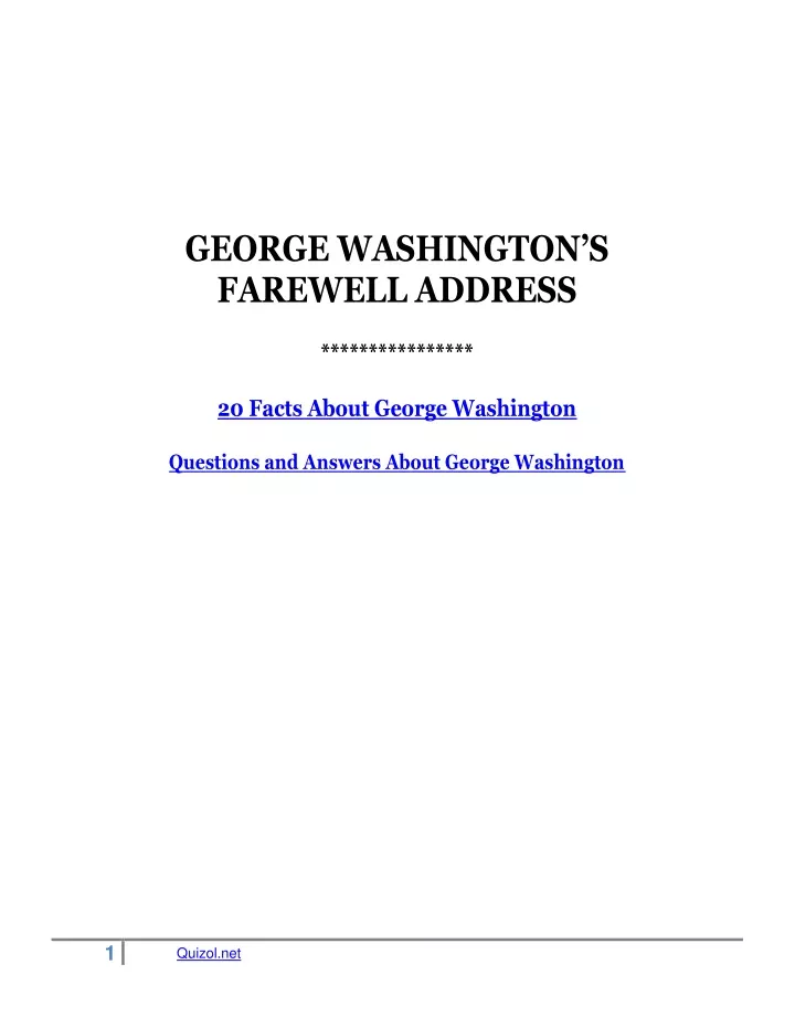george washington s farewell address 20 facts