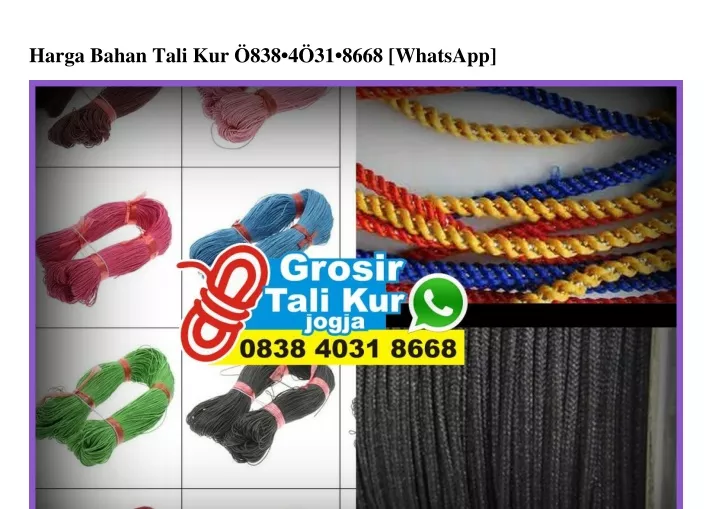 harga bahan tali kur 838 4 31 8668 whatsapp