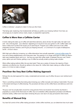 Pour Over the Best Coffee Preparation Technique