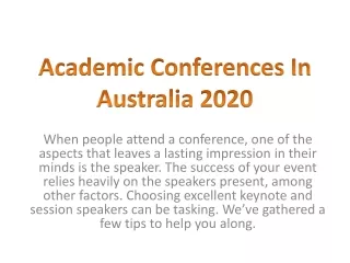 Academic Conferences In Australia 2020-Apiar.org.au