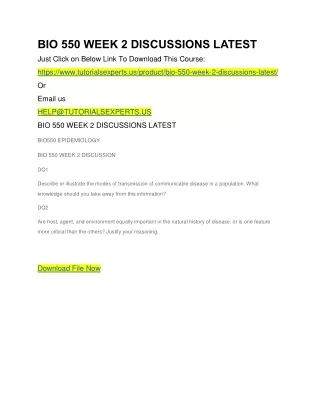 bio 550 week 2 discussions latest just click