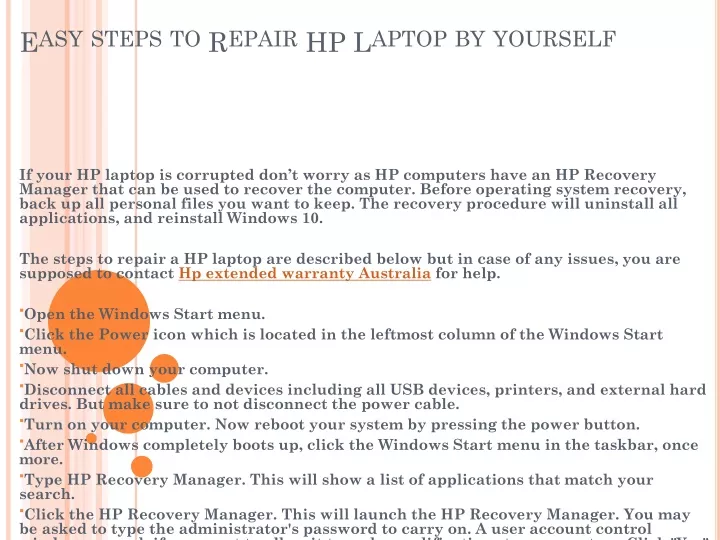 easy steps to repair hp laptop by yourself