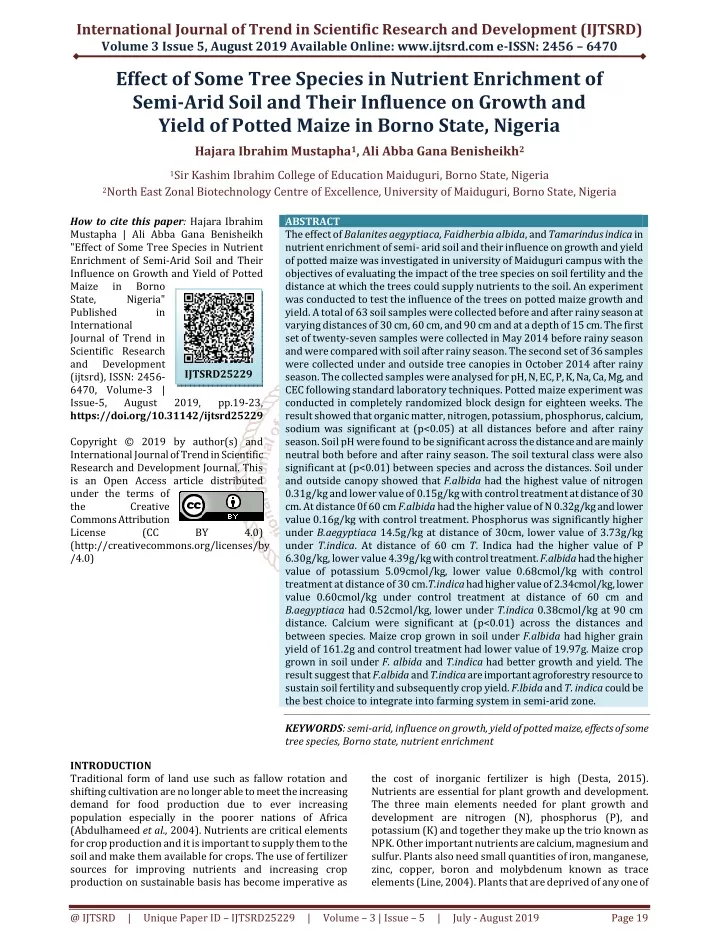 international journal of trend in scientific