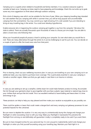 camping out is a superb action related