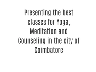 Yoga Classes in Coimbatore
