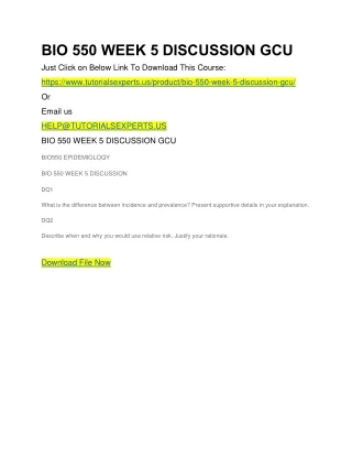 bio 550 week 5 discussion gcu just click on below