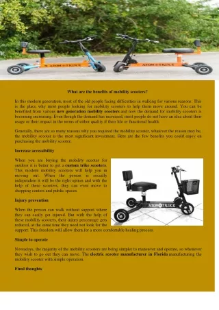 Mobility scooter manufacturers in USA